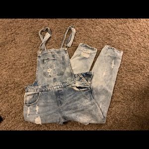 Forever 21 acid wash overalls